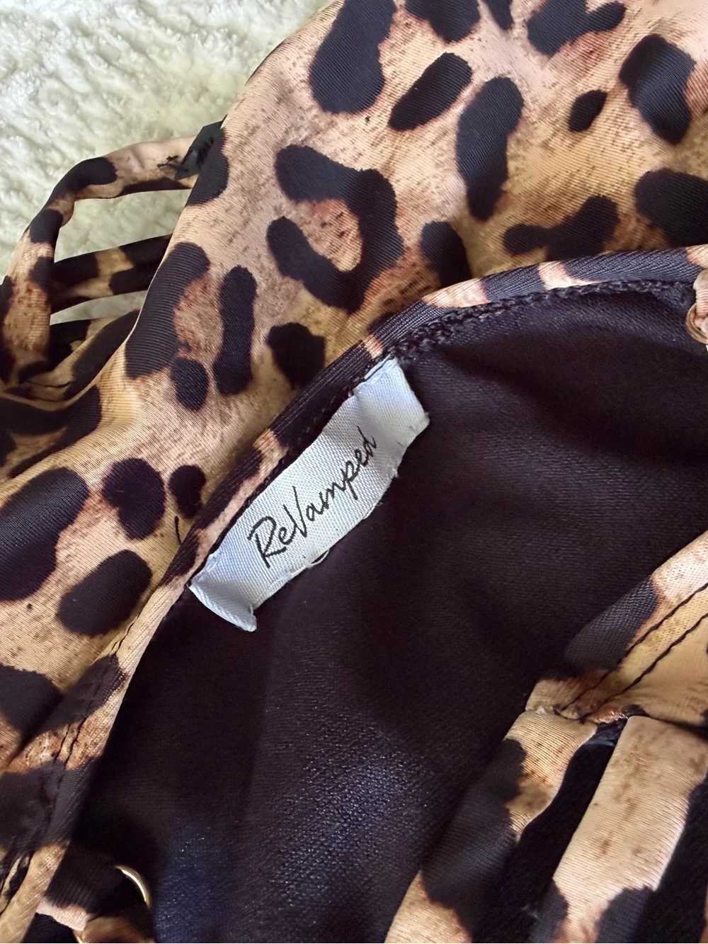 Revamped‎ swim Leopard Strappy Side One Piece Swimsuit Small